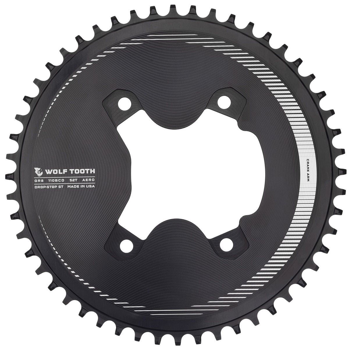 Aero 110 BCD Asymmetric 4-Bolt Chainrings for Shimano GRX 800 Cranks