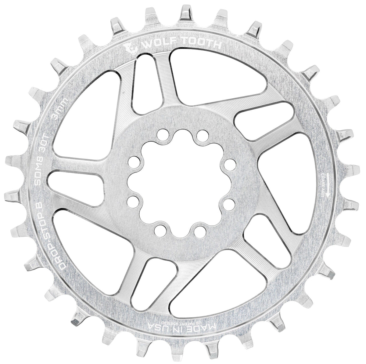 Direct Mount Chainrings for SRAM 8-Bolt Mountain Cranks - Raw Silver